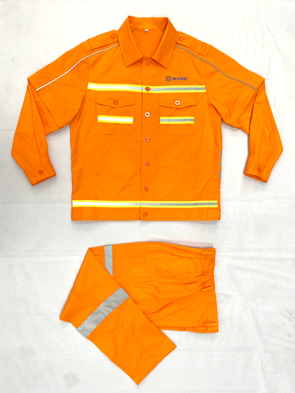春秋季長袖環(huán)衛(wèi)服套裝定制加反光條高能見度工作服定制 派登服飾
